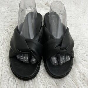 Banana Republic Black Leather Knot Slides Slip-on Sandals Women's  9.5MComfort
